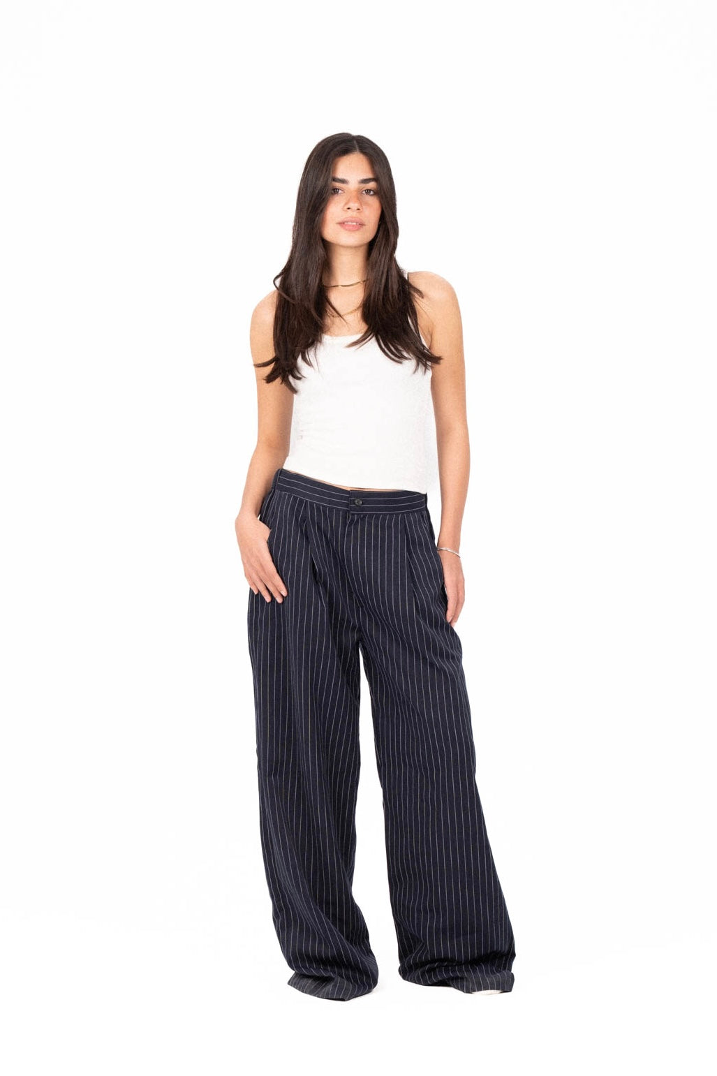 Navy Striped Pants