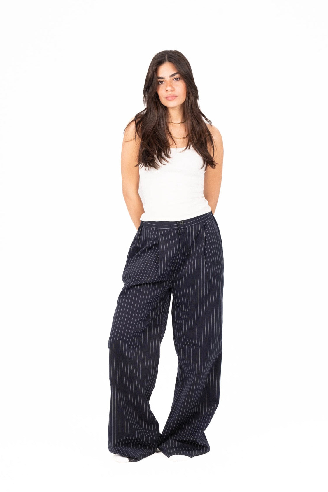 Navy Striped Pants