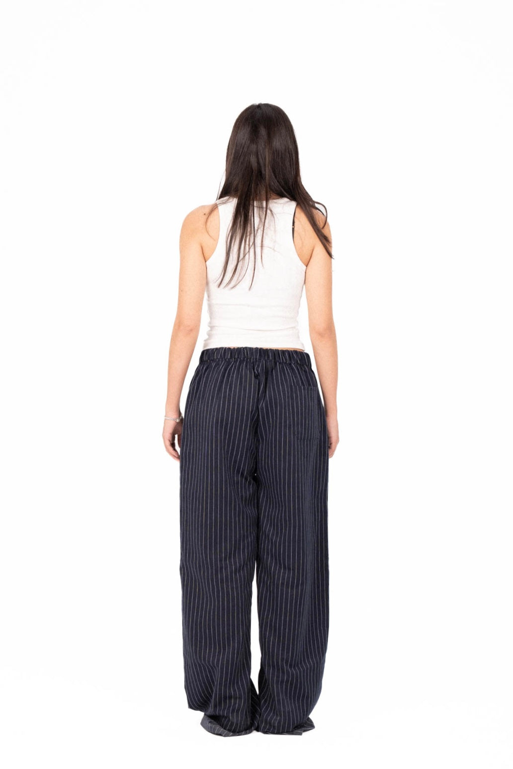 Navy Striped Pants
