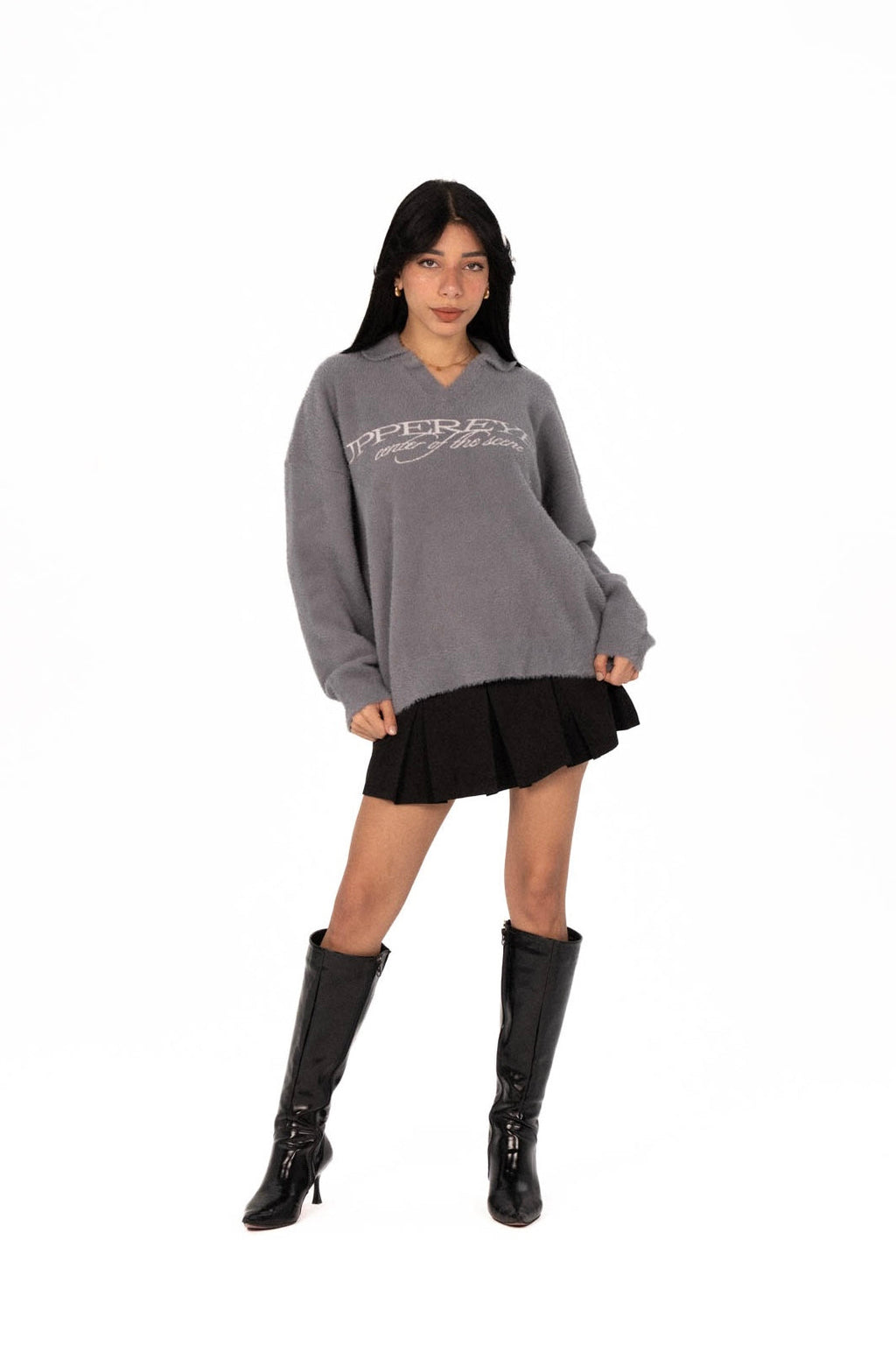 Grey Polo Sweater