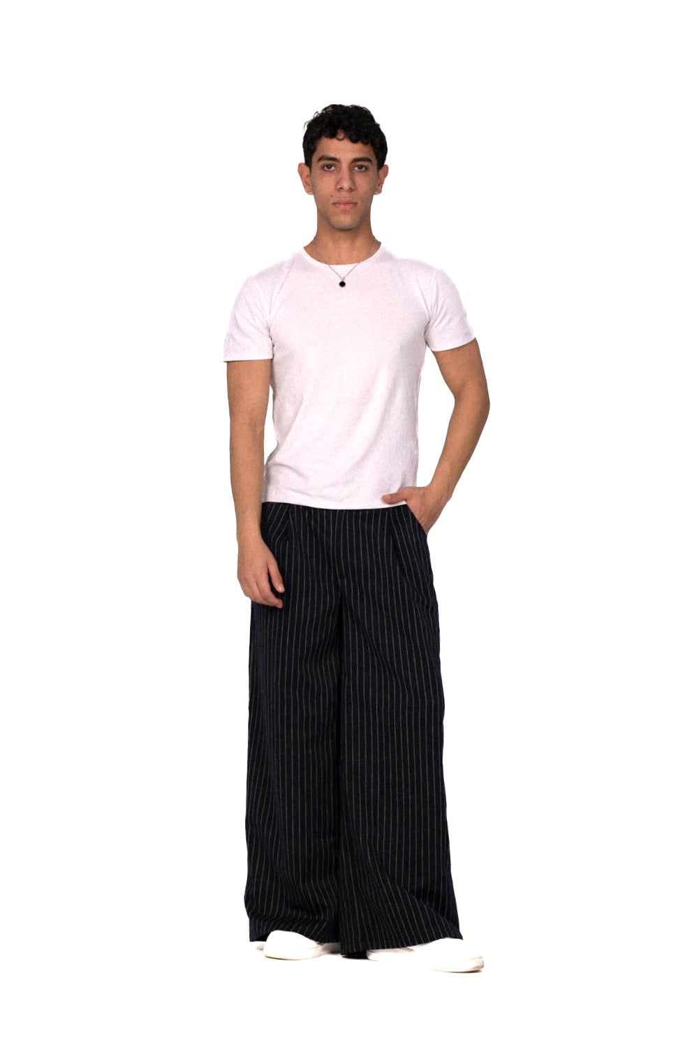 Navy Striped Pants