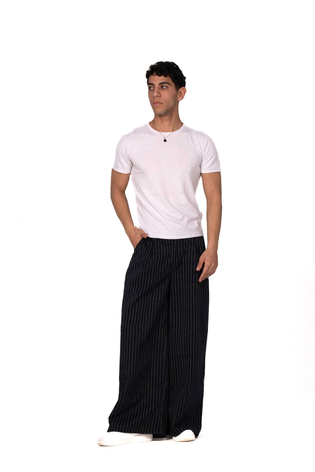 Navy Striped Pants
