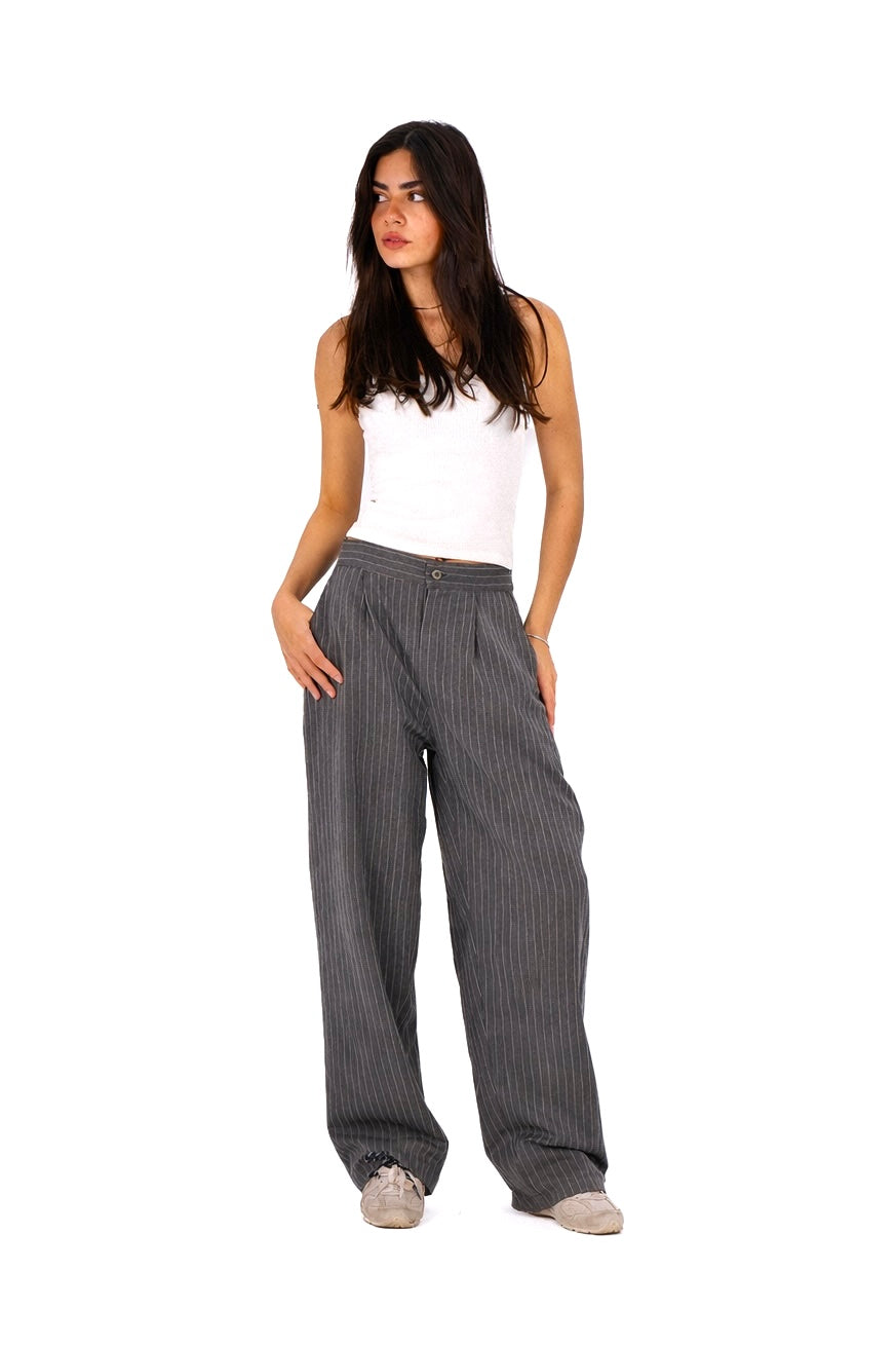 Grey Striped Pants